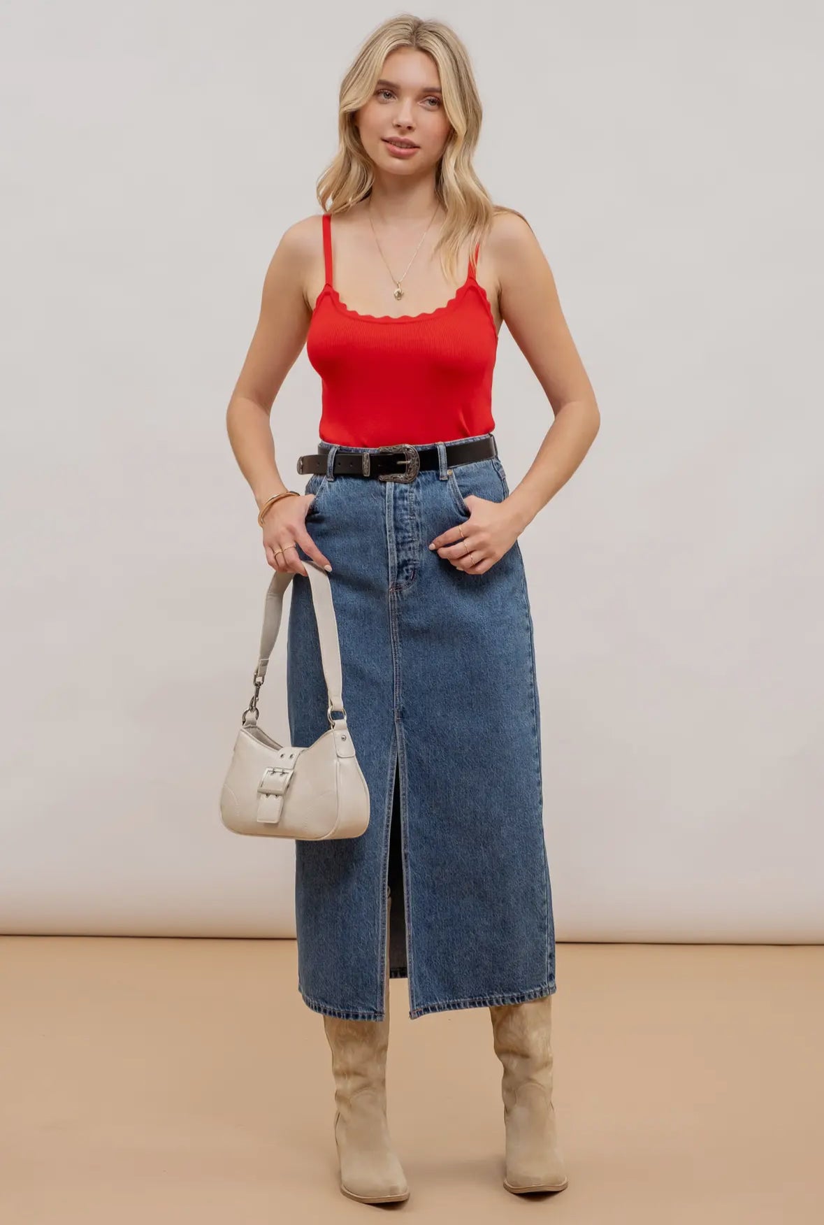 Red Scalloped Cami