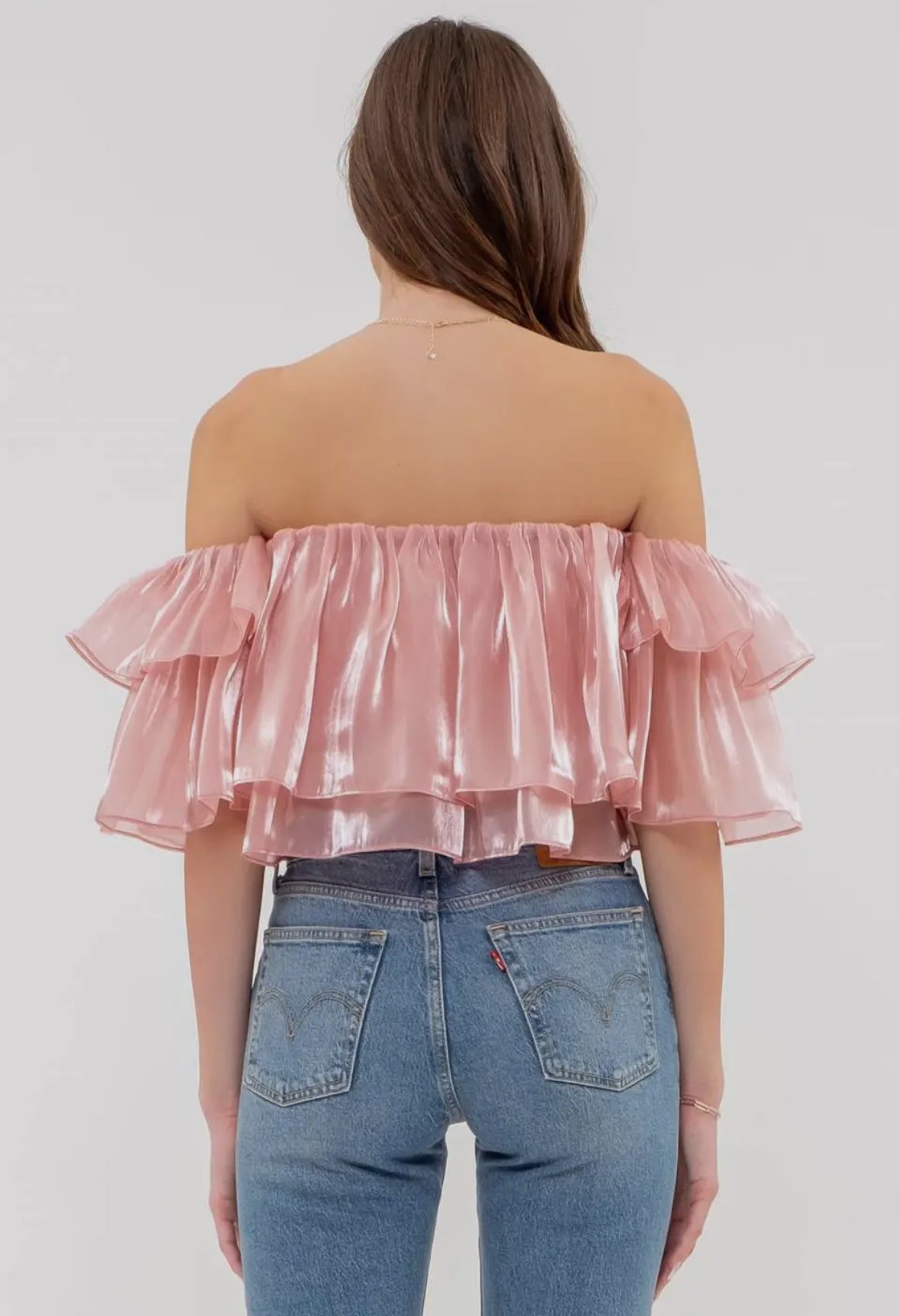 Off-Shoulder Pink Ruffle Top