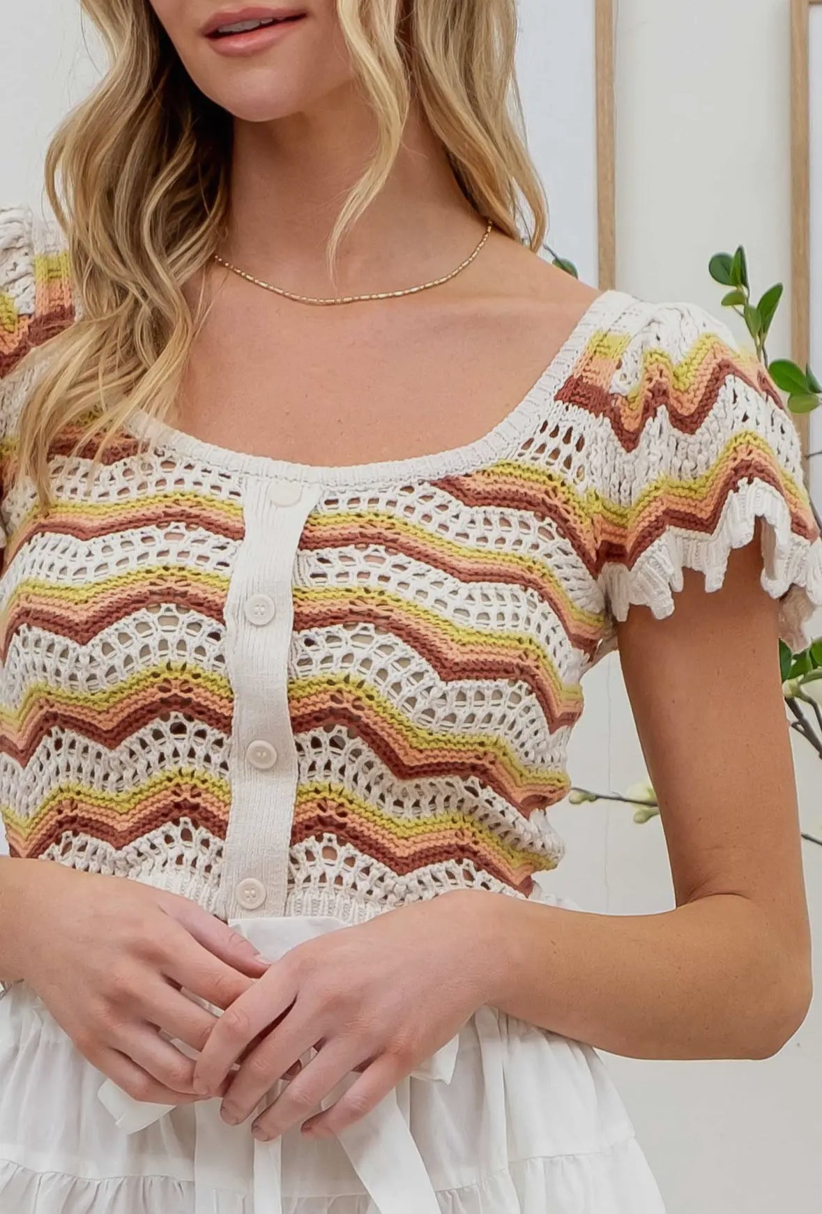 Chevron Crochet Sweater Crop Top