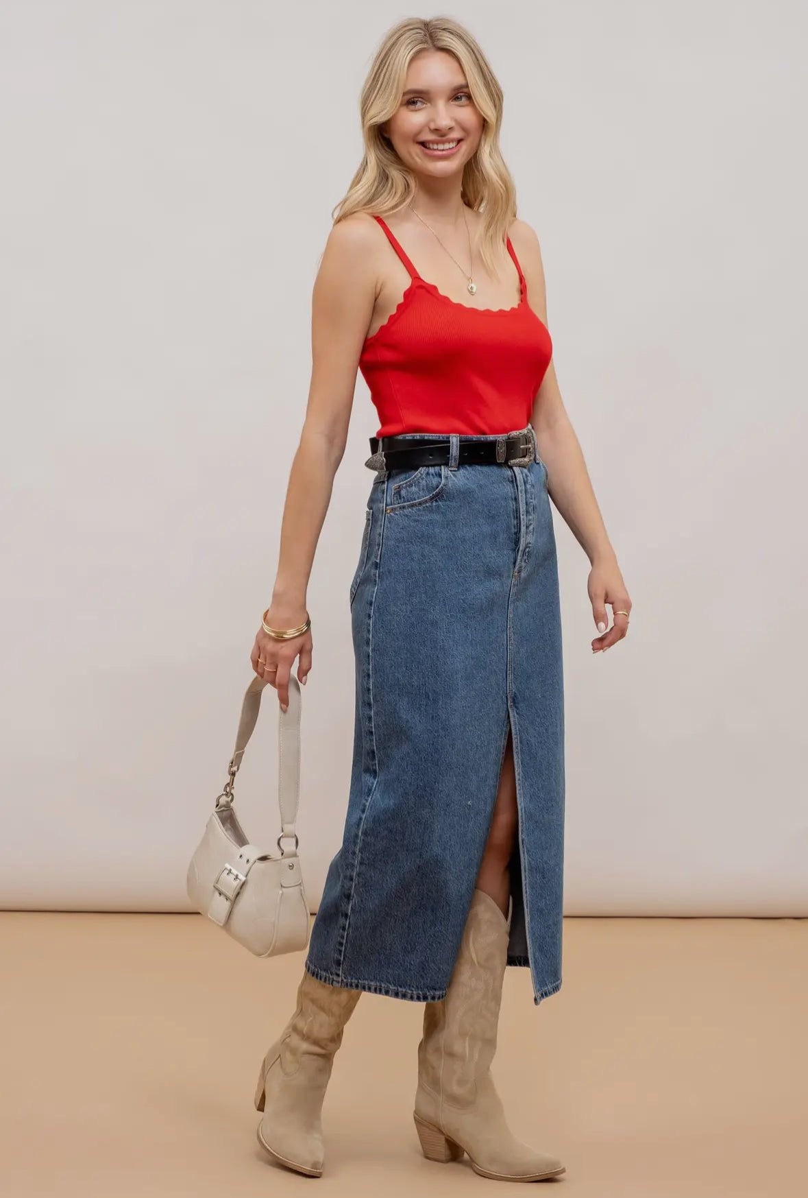 Red Scalloped Cami