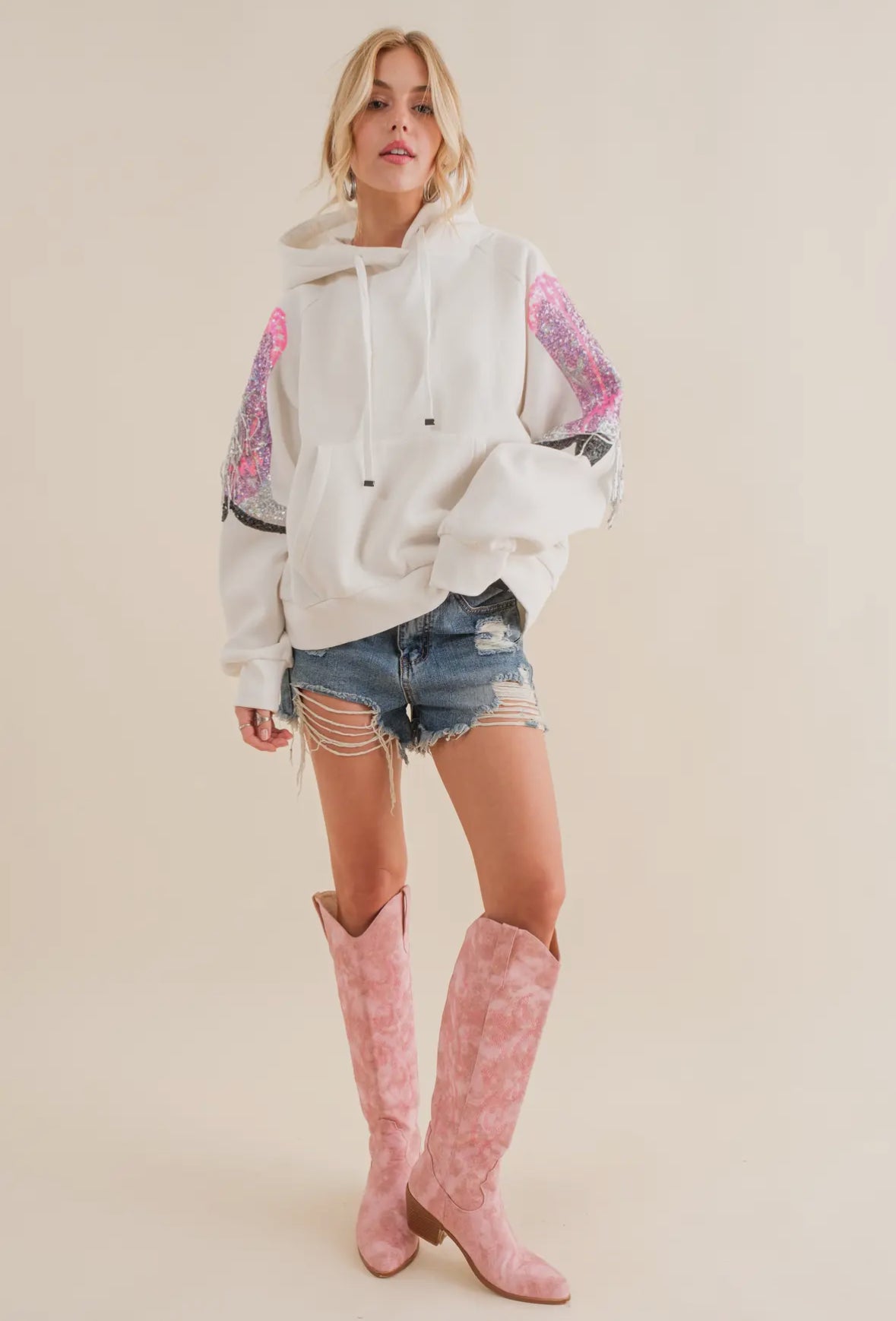 Sequin Boot Hoodie