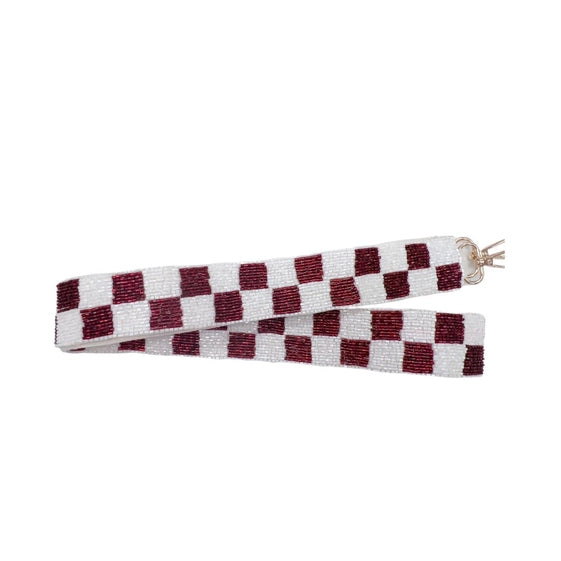 Maroon & White Checkered Purse Strap