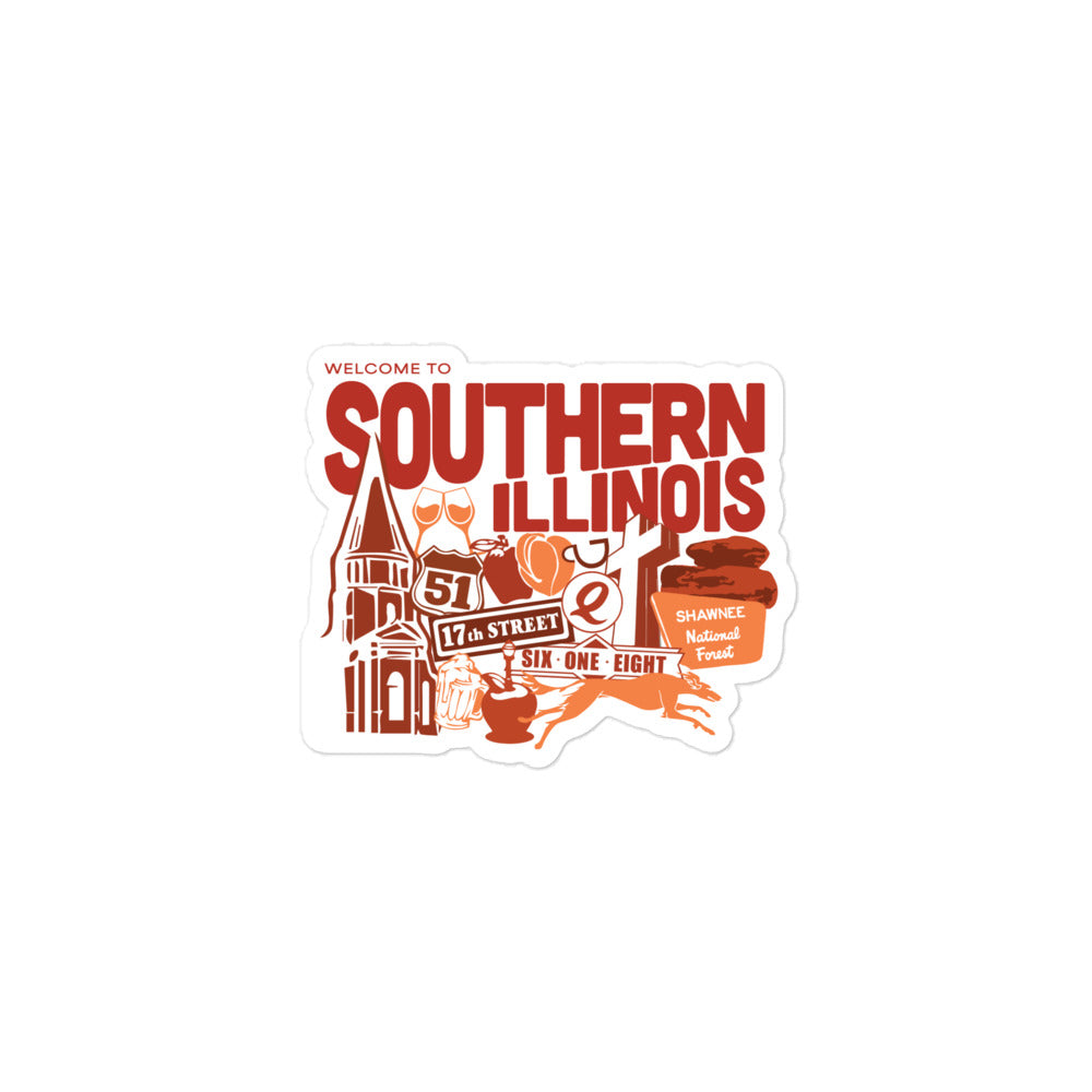 Southern Illinois Map Sticker - Red