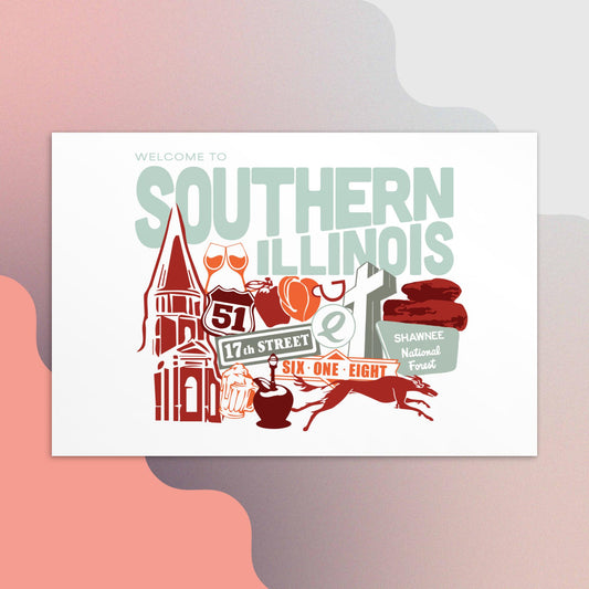 Southern Illinois Map Postcard - Green